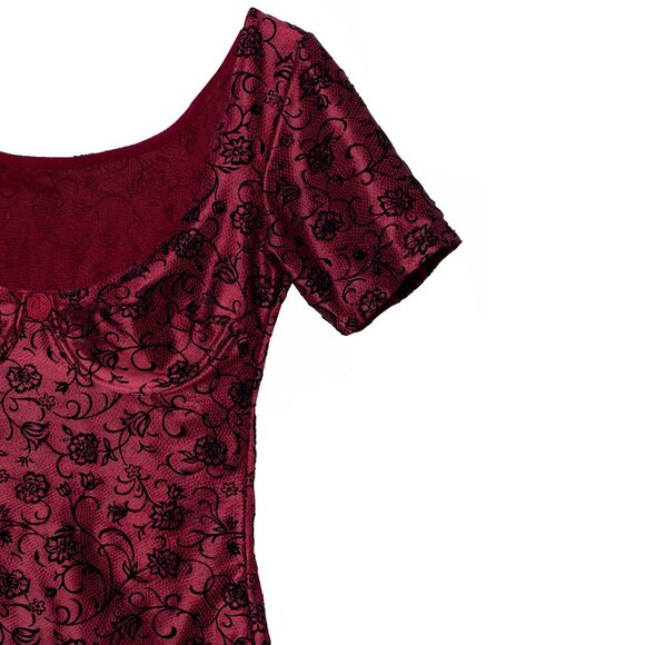 Sundazed (Italy) Floral Velvet Satin Polyester Bustier Top Bordeaux : XS - Picture 8 of 9